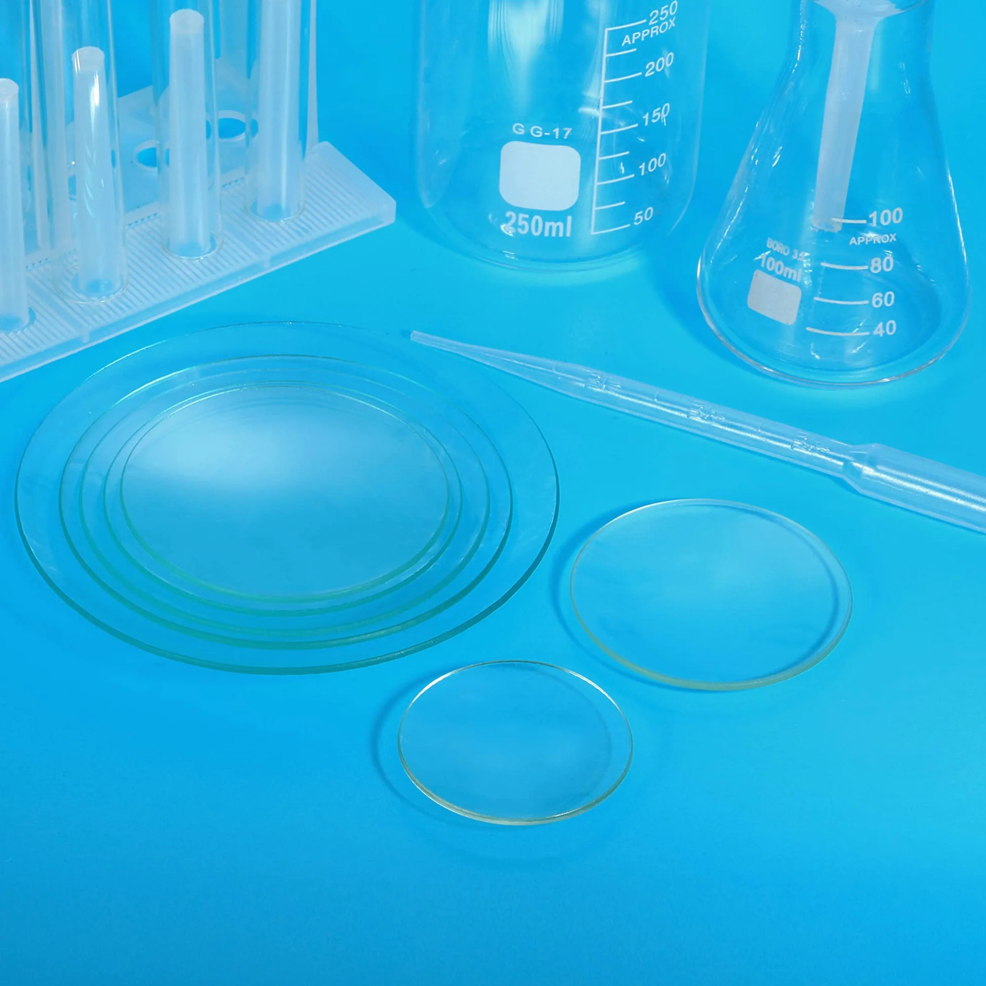 PATIKIL 120mm Diámetro Reloj Cristal, 6 Paquetes Precipitados Vaso Cubierta Liso Bordes Biselado Arco para Laboratorio, Transparente