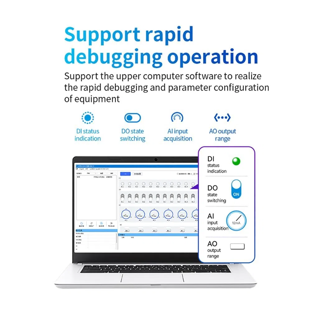 Módulo de expansión IO remoto distribuido 8DI RJ45 RS485 Modbus adquisición de interruptor analógico GAXXX8000 Expansión rápida PNP NPN solo funciona con host