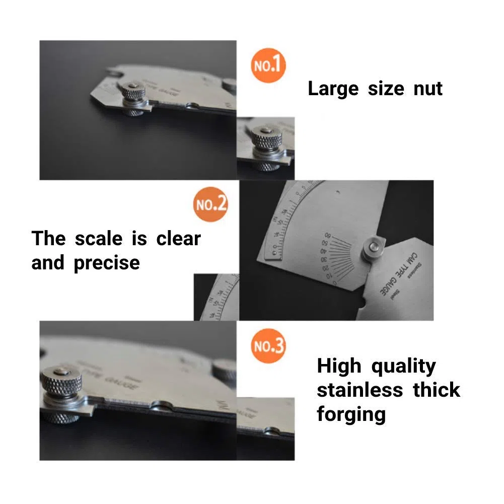 Medidor de filete de Soldadura, Herramienta de Soldadura Inspección,acero inoxidable Imperial MG-8 Bridge CAM Regla de prueba de inspección de costura de soldadura con caja, para medición de soldadura
