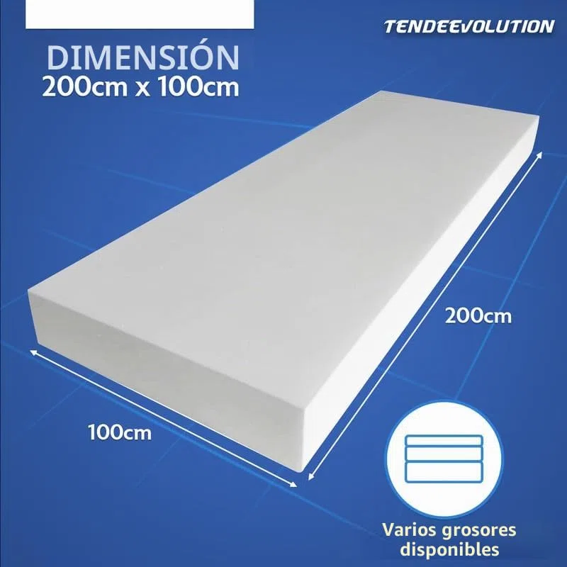 TENDEEVOLUTION Goma Espuma para Tapizar Densidad 18, Espesor de 1 a 10 cm. Plancha de Espuma 200x100 cm para Cojines, Sofás y Acolchado en Poliuretano Expandido (Espesor 1 cm)