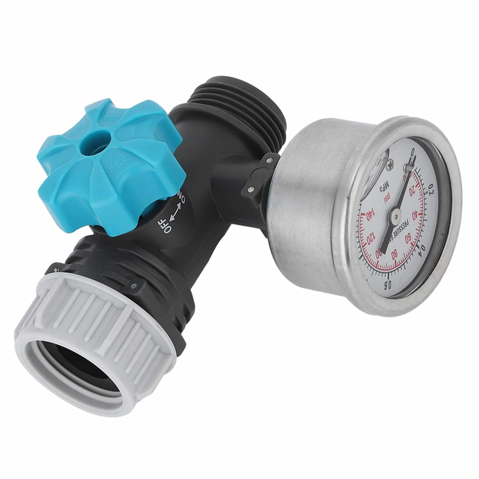 Ejoyous Reductor de Presión para Grifo, Manómetro de Agua de 3/4 Pulgadas G3, Reductor de Presión de Agua, Regulador de Presión de Agua, Válvula Reguladora de Presión con Medidor de