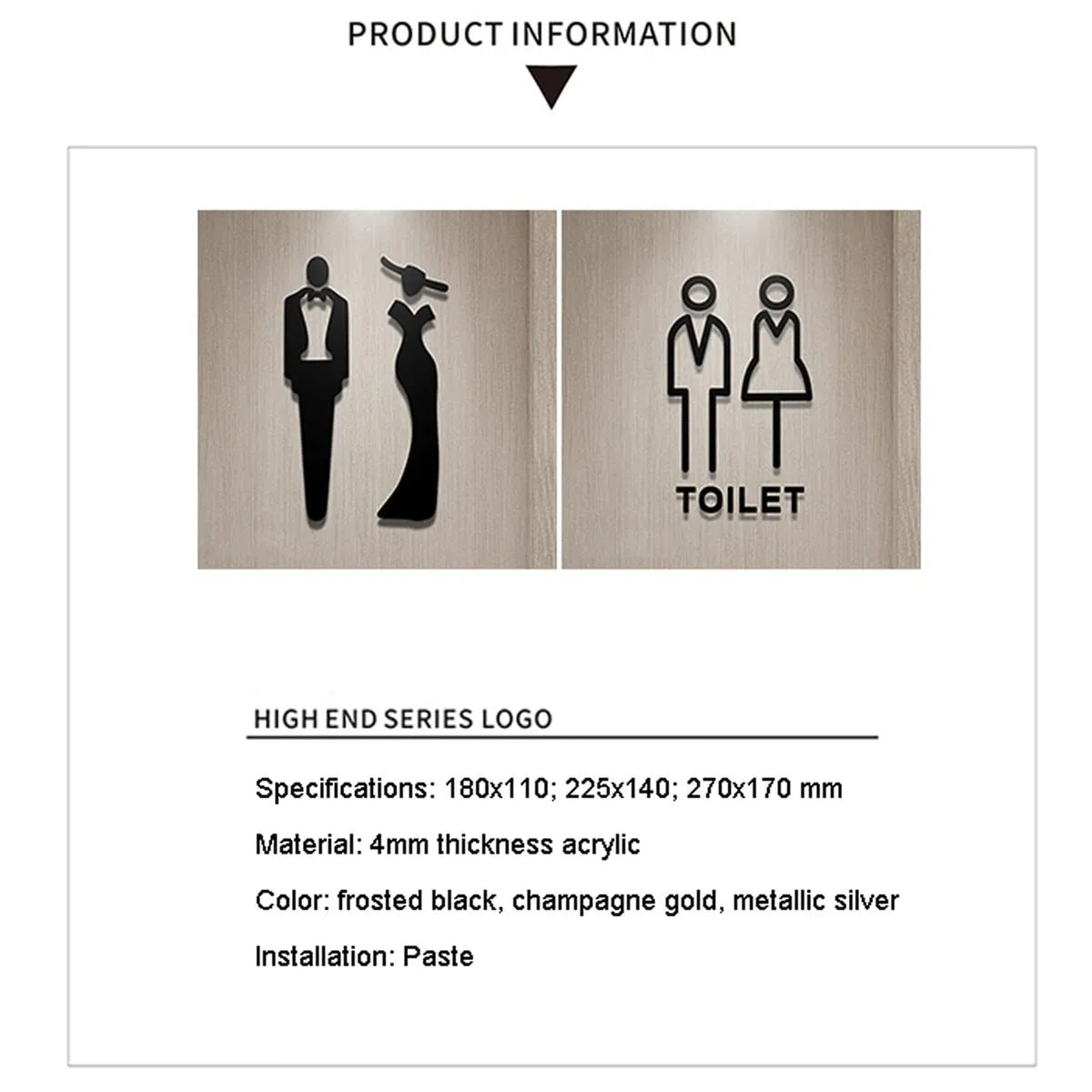 Juego de figuras decorativas de acrílico for hombres y mujeres, letrero de baño moderno for hombres y mujeres, letreros autoadhesivos for puertas de baño, letreros simples for baños domésticos o comer