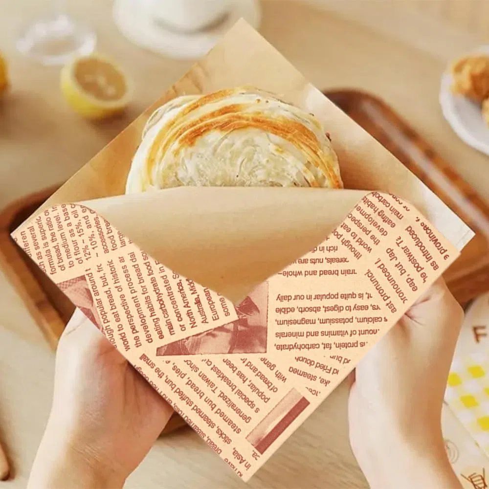 200 Piezas Bolsa de Papel para Envolver Alimentos, 15 x 15 cm Bolsas de Papel para Hamburguesas Sándwich, Bolsas de Comida a Prueba de Grasa, Papels Hamburguesa Antigrasa