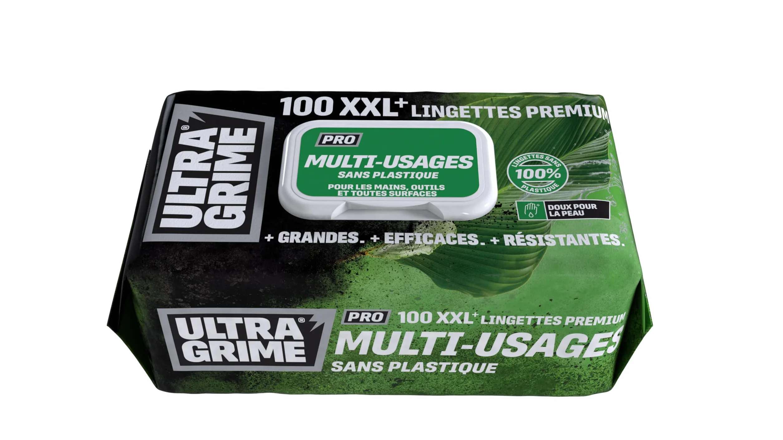 UltraGrime Pro Multiusos Sin Plástico | Toallitas industriales para eliminar manchas de grasa, aceite, pintura y tinta | 100 toallitas húmedas XXL, 38 cm x 25 cm
