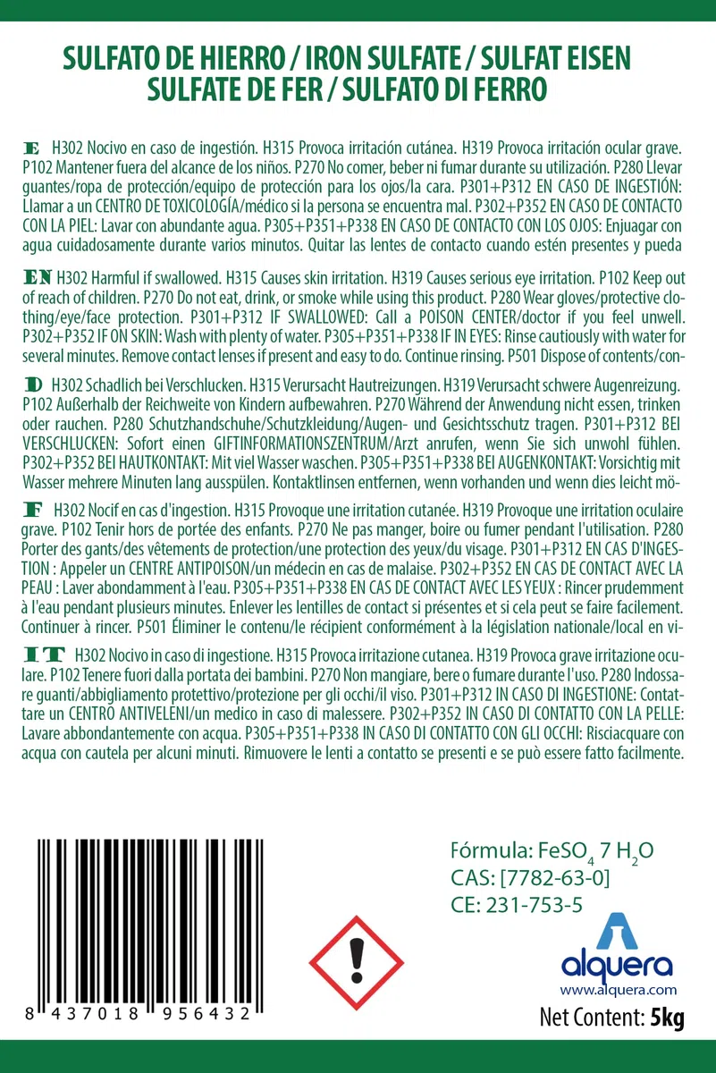 Sulfato de Hierro Heptahidratado (5kg)