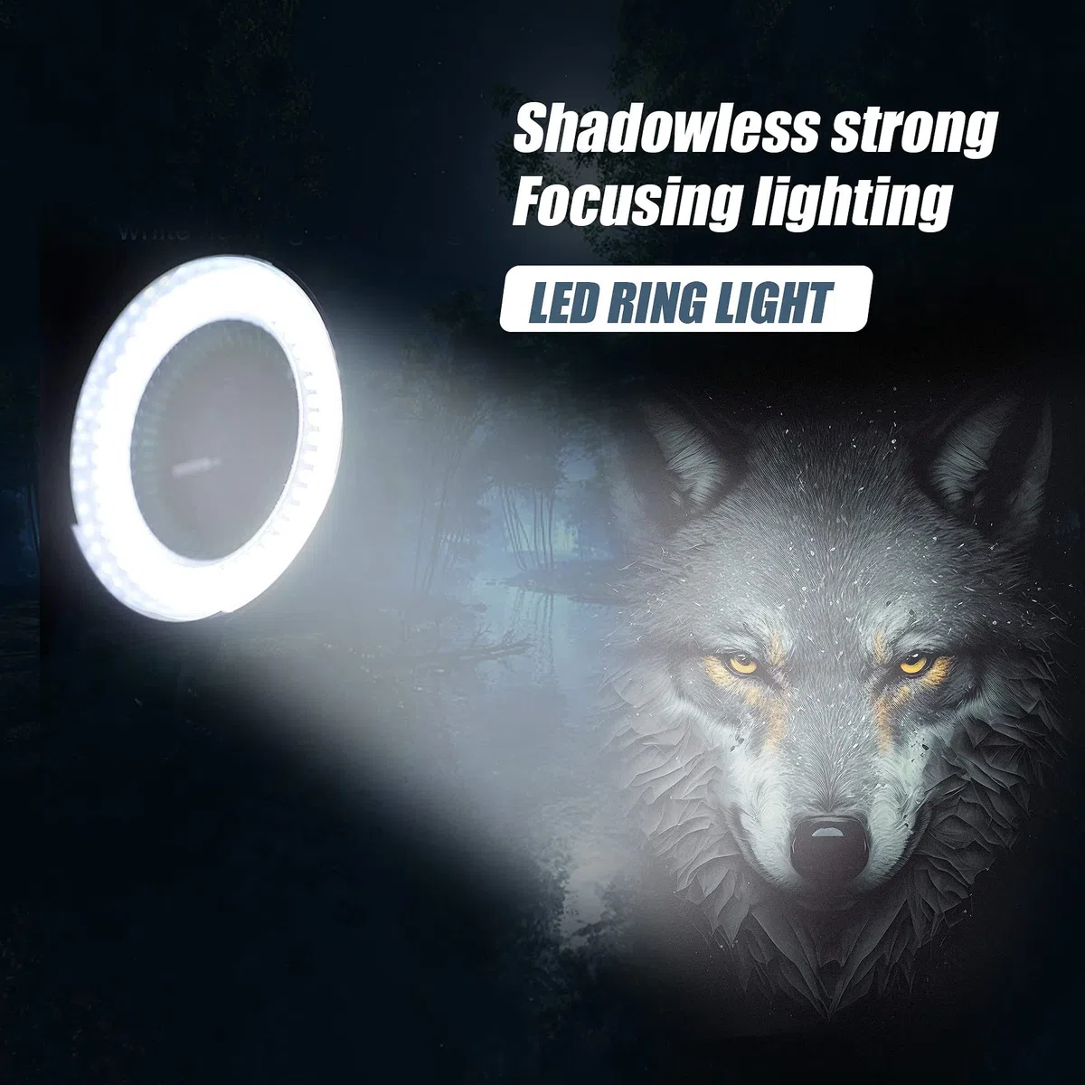 Anillo de luz industrial, 144 LED, 6000 K, 0-100% brillo ajustable, para microscopios y cámaras, incluye fuente de alimentación con enchufe de la UE
