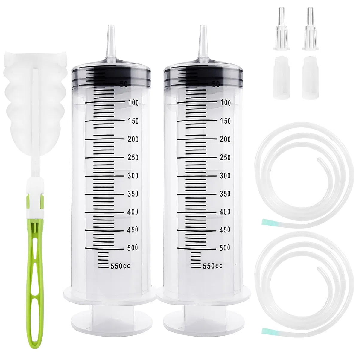 Samulee Jeringa de 550 ml + 550 ml, 2 jeringas con Manguera, Juego de jeringa dosificadora, jeringa dosificadora, jeringa Grande para Aceite de Motor, Laboratorio, alimentación Animal, jardín,