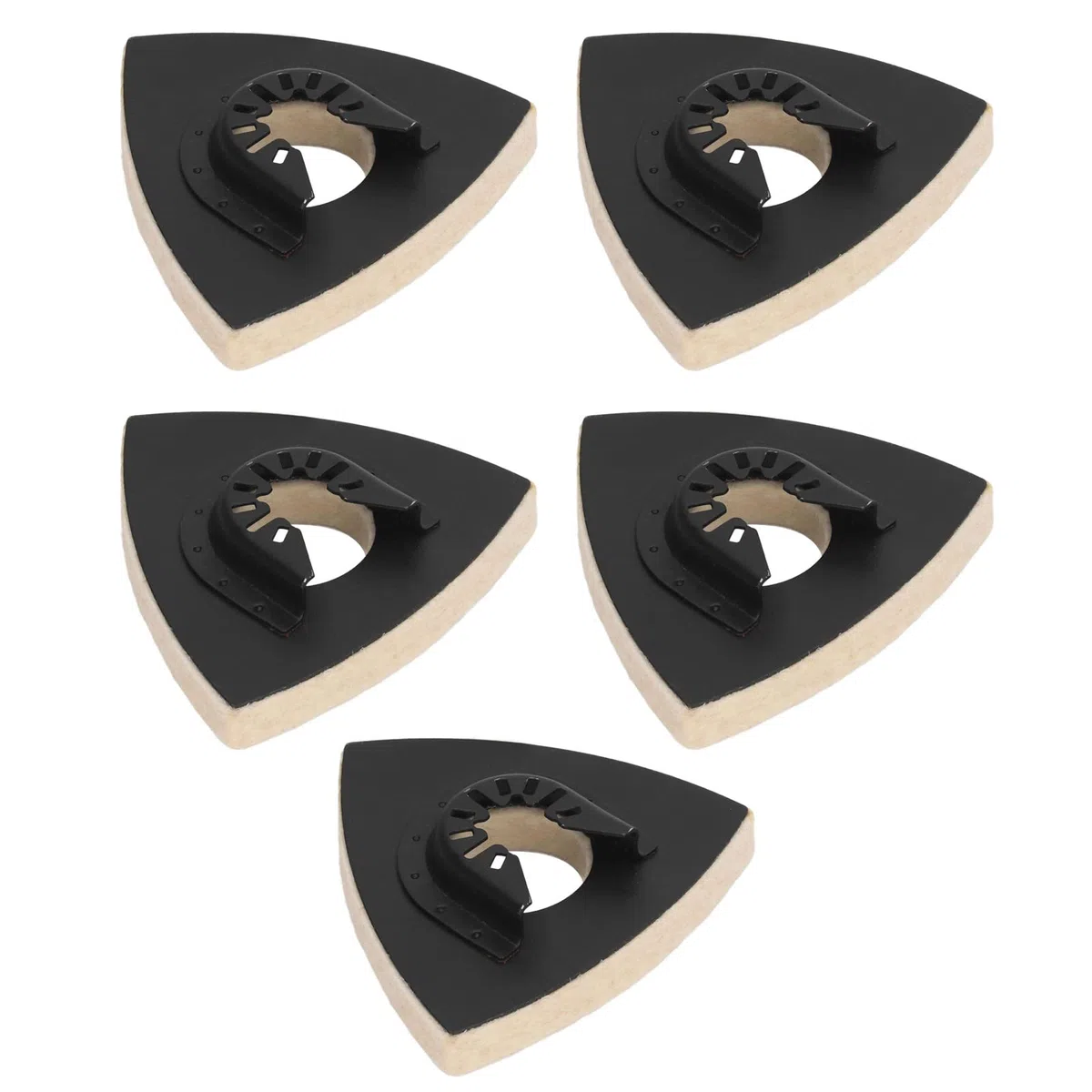 Yosoo Health Gear 5 Almohadillas de Pulido Triangulares de Fieltro de Lana con Base de Acero de Aleación para Herramienta Oscilante para Accesorio de Taladro, Pulido de Vidrio y Herramientas