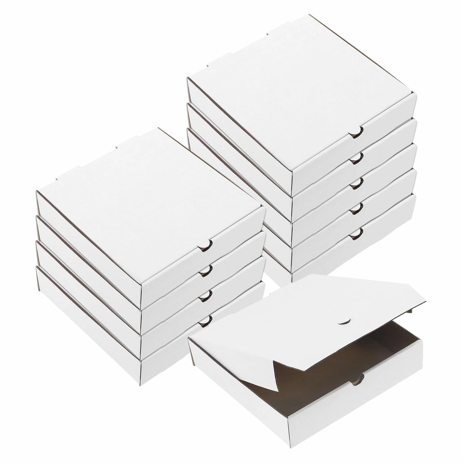 QUARKZMAN Caja de Pizza 10 piezas 7 x 7 - Cajas de Pizza Mini de Papel de Cuero de Vaca Contenedor Cuadrado de Almacenamiento Corrugado para Pasteles Galletas Pizza (Blanco)
