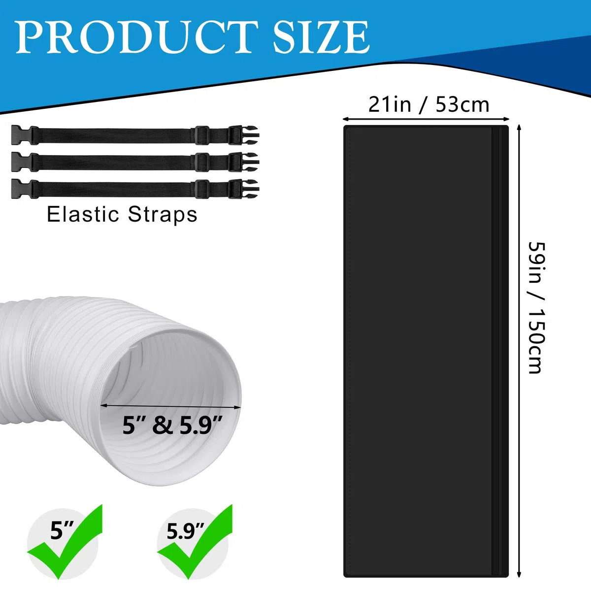 Funda de Aislamiento Portátil para Manguera de Aire Acondicionado, Cubierta para Manguera de Aire Acondicionado, Cubierta Tubo Aire Acondicionado Portatil para Conducto de Escape de 5 y 5.9 Pulgadas