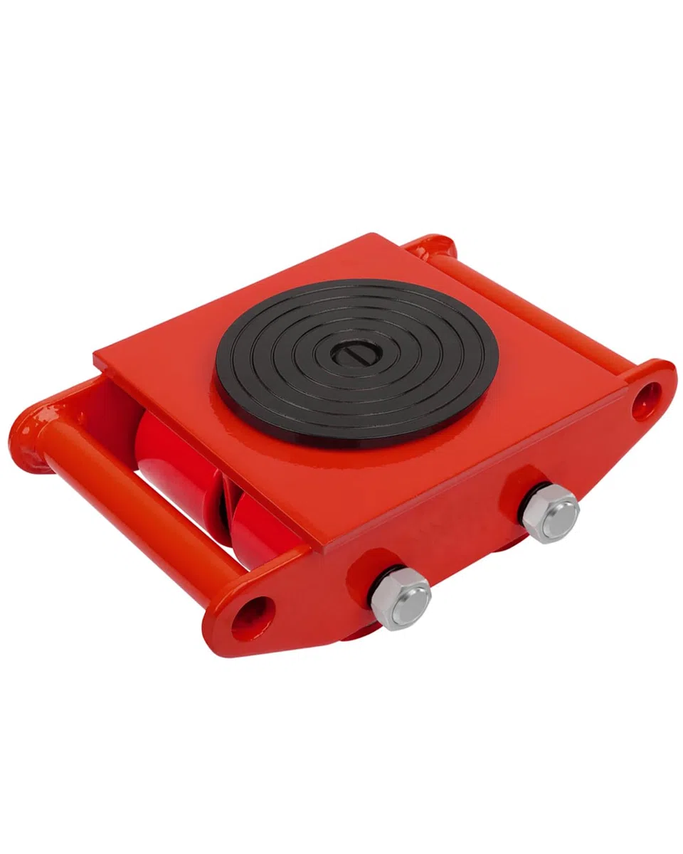 FAHKNS Machinery Moving Skate Heavy Duty Machinery Skates Cargo Mover 6T Machine Skates with 360° Rotation Cap 4 PU Rollers for Heavy Duty Industrial Moving Equipment(Red)