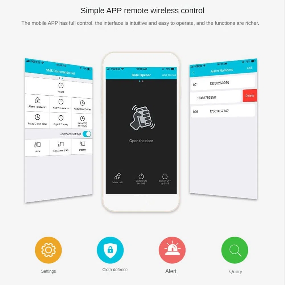 RTU5024 GSM Abridor de Puerta Interruptor de Relé Control Remoto InaláMbrico Acceso una Puerta Antena Larga 850/900/1800/1900MHz Abridor de Puerta