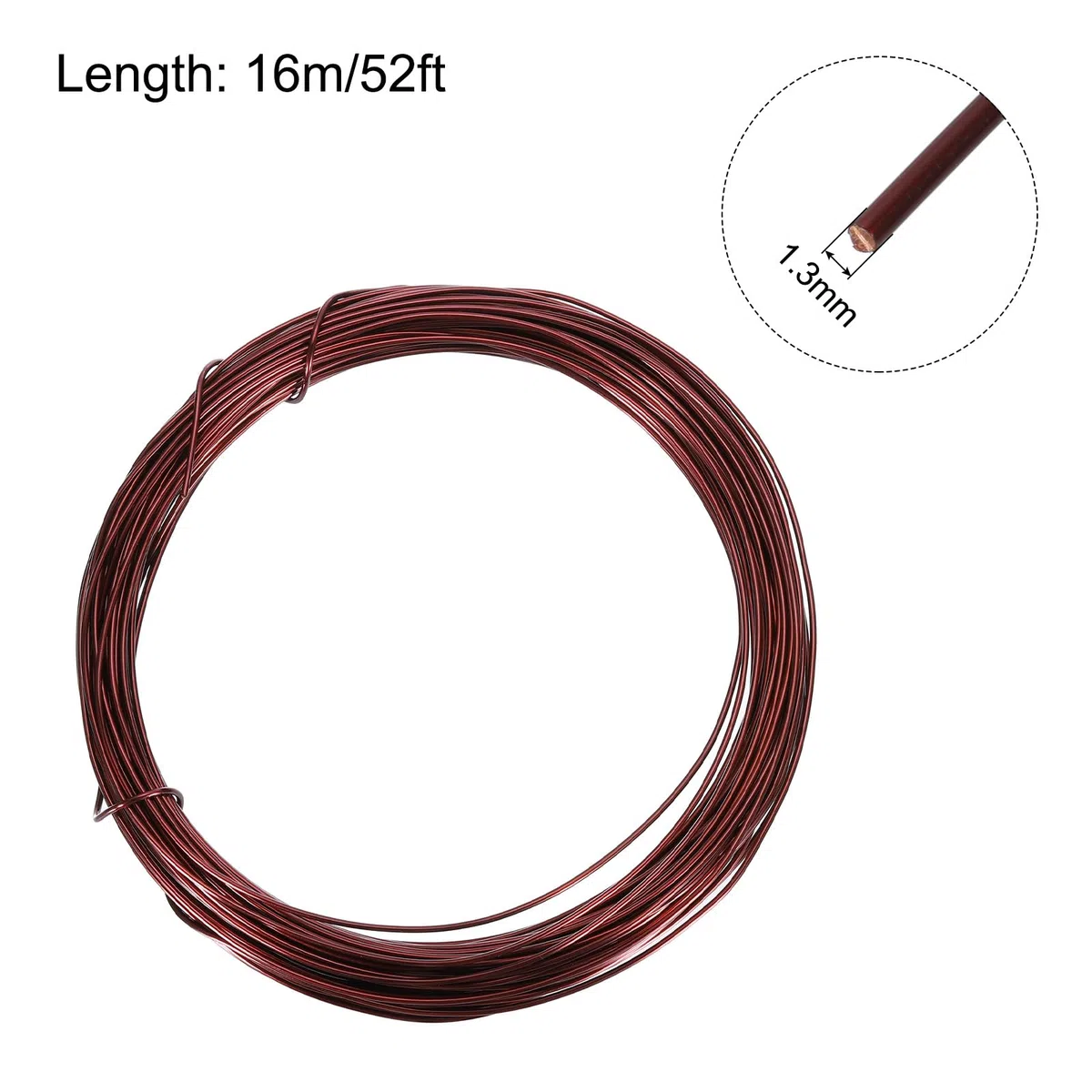 QUARKZMAN Alambre Magnético de 1.3mm 16M/52Pies de Alambre de Cobre Esmaltado Alambre de Bobinado Magnético Esmaltado 200G 130℃ para Transformadores Inductores