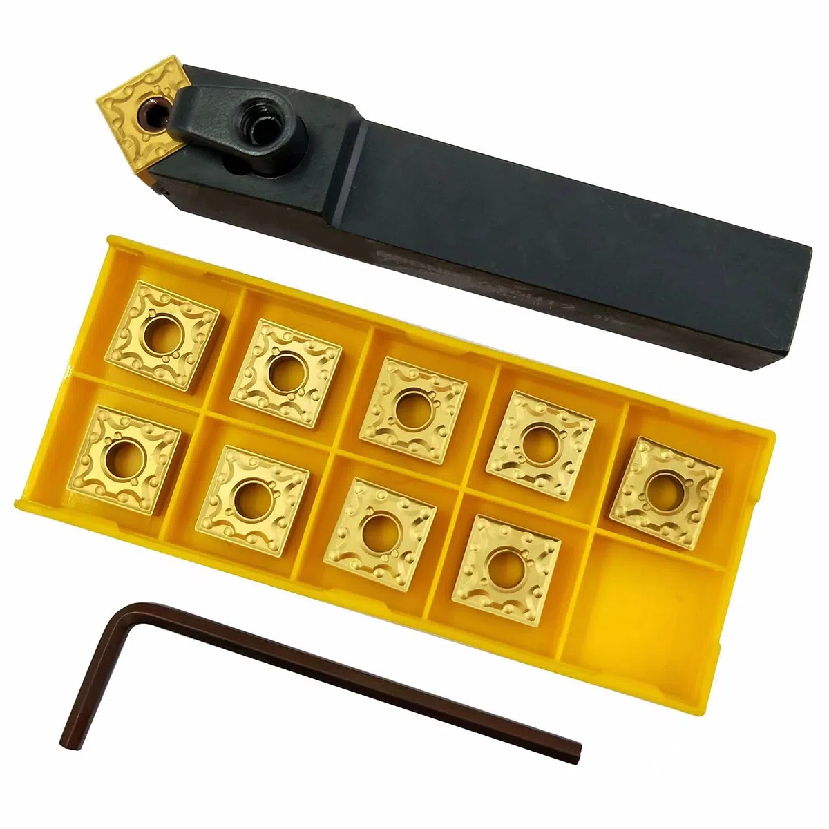 5/8" Barra de mandrinado para herramientas de torneado MSDNN1616H12 Portaherramientas de torneado externo de torno y 10 piezas SNMG120404-MA/ SNMG432 de inserto de carburo