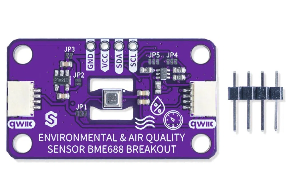 Soldered BME688 - Sensor ambiental Breakout Board | Medición de la calidad del aire (VOCs, VSCs, CO, H₂), temperatura, humedad, presión atmosférica, 3,3 V, fabricado en la UE, 333203