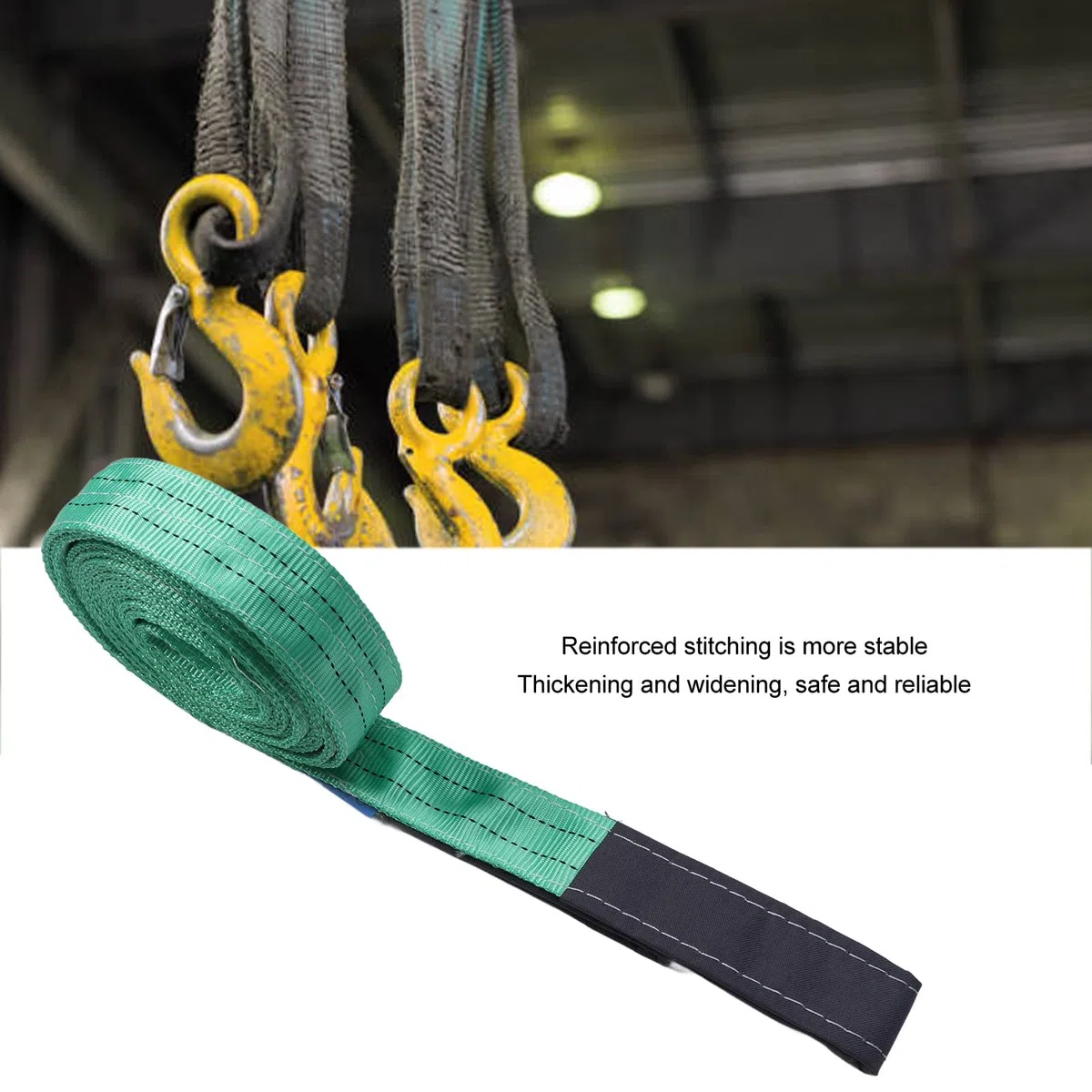 Lift Sling Strap, 2.2in 19.69ft 2T 4409LB Eslingas de Elevación de Poliéster de Alta Resistencia Heavy Duty Reinforced Loop Industrial Lifting Straps para Transporte, Energía,