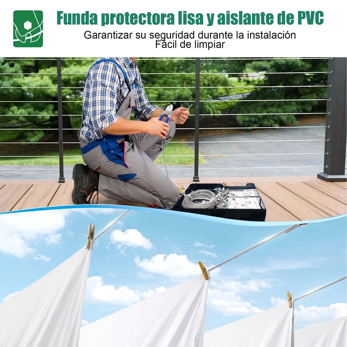 Angooni Lote de 31 cables de acero inoxidable 304, 30 m, 4 mm, tensor de cable de acero inoxidable 304, con ojales, tutores para plantas trepadoras, cuerda para tender ropa, luces, etc