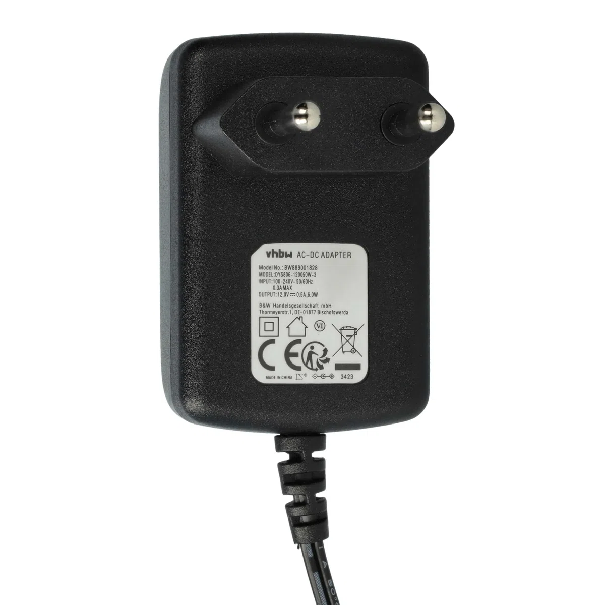 vhbw 1x Fuente alimentación Compatible con Soehnle Professional 9316, 9360, 9330, 9311, 9315 balanza de Mesa o Plataforma - 180 cm