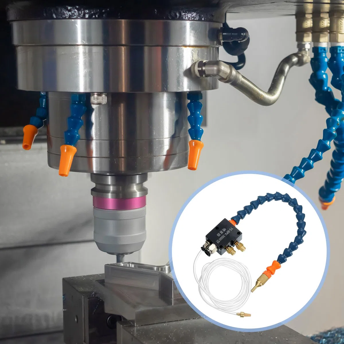 QUARKZMAN Sistema De Pulverización De Lubricante De Niebla Refrigerante, Máquina De Pulverización De Enfriamiento De Grabado De 400mm Con Manguera Para Máquina De Enfriamiento, Verde
