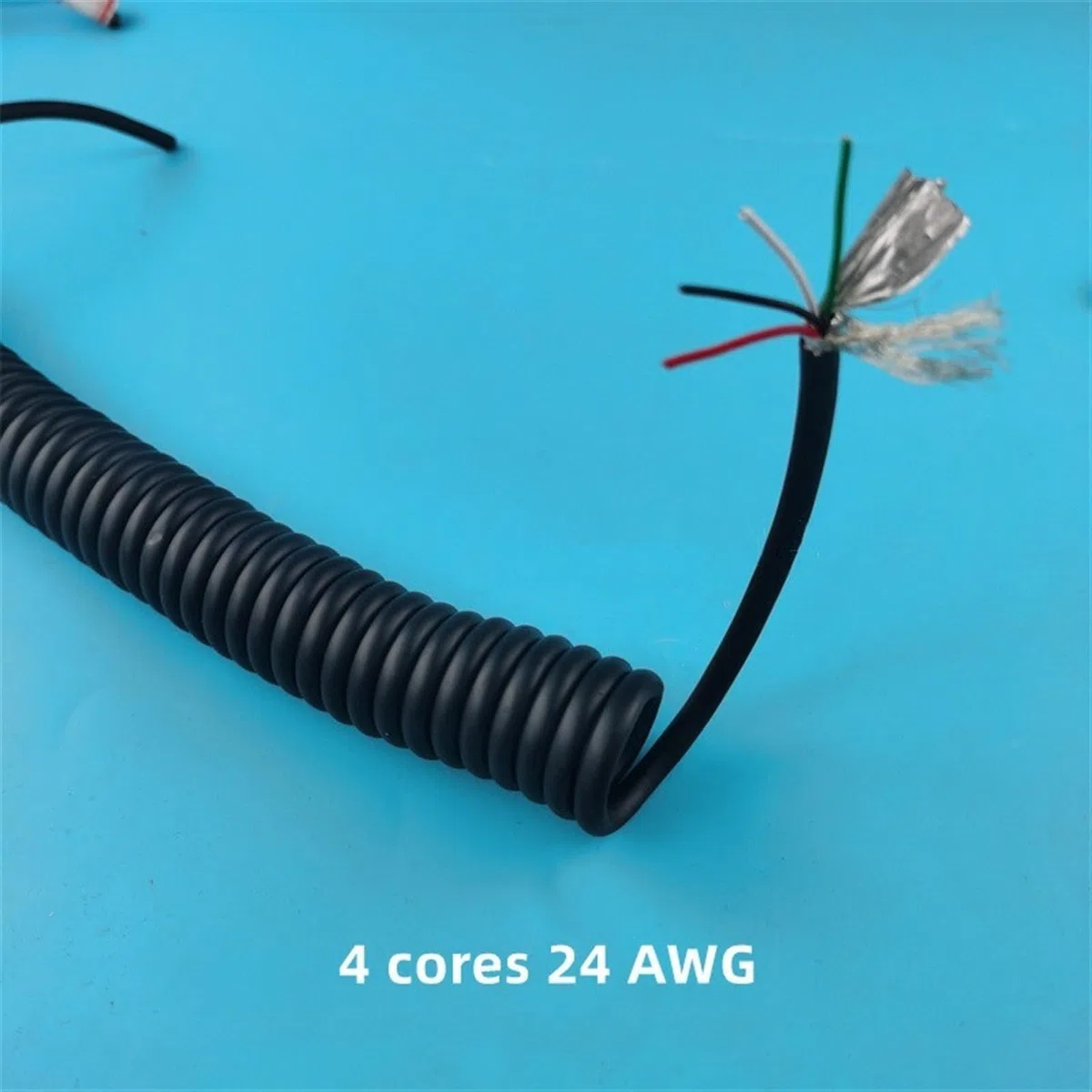 Muelle Espiral Cable blindado telescópico en espiral de 6 núcleos 22AWG, Cable elástico de 1 metro, 10 metros, 12 metros, Cable de resorte de superficie mate Retráctil Bobina (Size : Stretch 2 meter