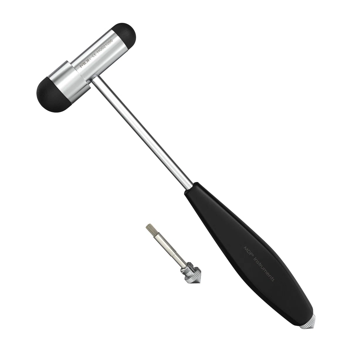 MDF Instruments Babinski Buck - Ligero - Mango HDP Martillo de reflejos neurológico con pincel integrado para respuestas cutáneas y superficiales - Negro (MDF515PBT-11)