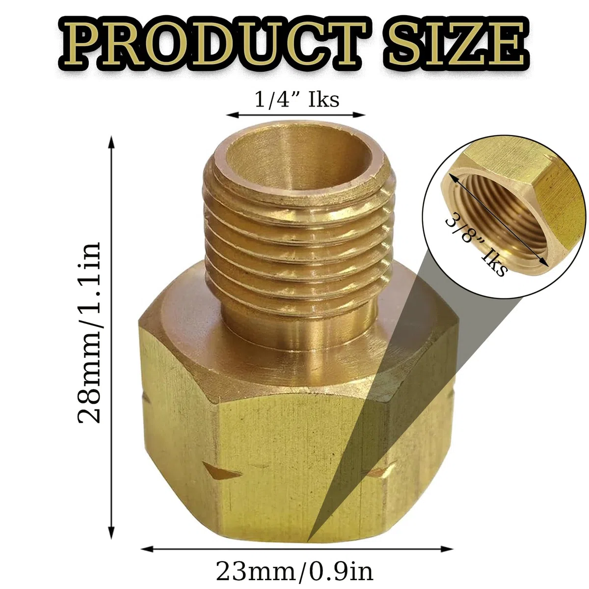 2 adaptadores Latón para estufa de gas, Adaptador de gas de latón, Conector de manguera de gas IG 3/8" x AG 1/4" lks, Adaptador de gas de latón, Adattatore per bombole di gas
