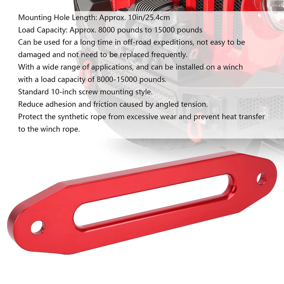 Buachois Cabrestante Estilo Hawse Guia de Paso Guía Puerto Bloque de Cuerda Bloqueador de Cuerda Cabrestante de Vehículo Todoterreno Cabrestante de Cuerda de Nailon Accesorios 10 Pulgadas(Rojo)
