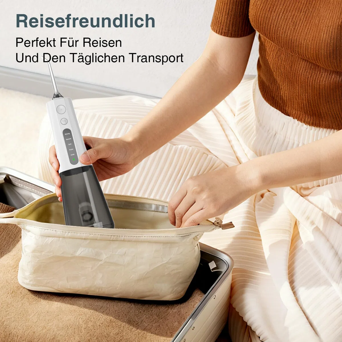 SURFOU Irrigador Dental Portatil Bucal Viaje, Limpiador Dientes Agua Presion Irrigadores Dentales Bucales, Water Flosser for Teeth Limpieza, Profesional Inalambrico Irrigador-dental Con Irradiador