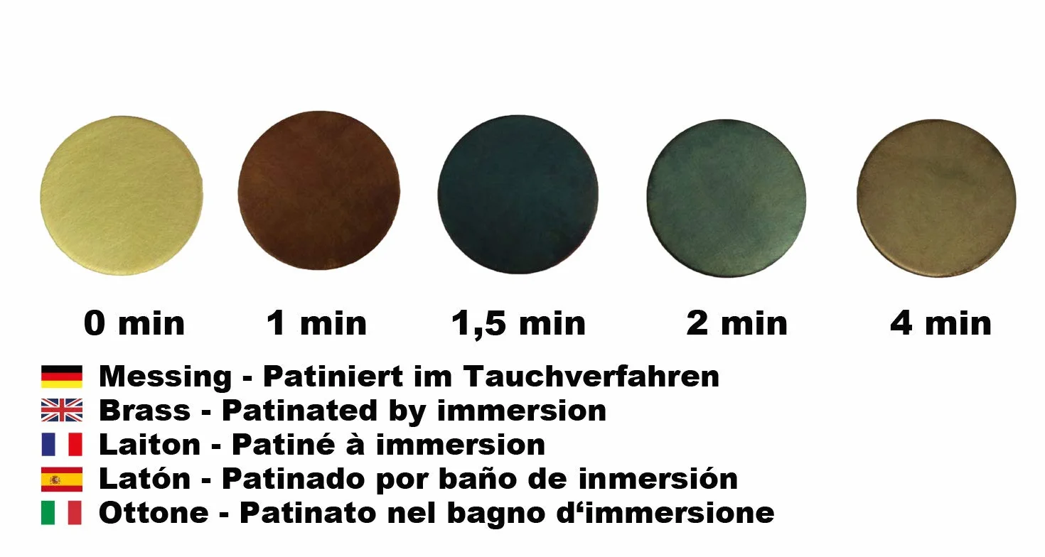 Solución Pátina para cobre y latón (250 ml) - Patinar latón - Patinado – Para envejecimiento y coloración - Efecto patinado - Envejecedor de metal