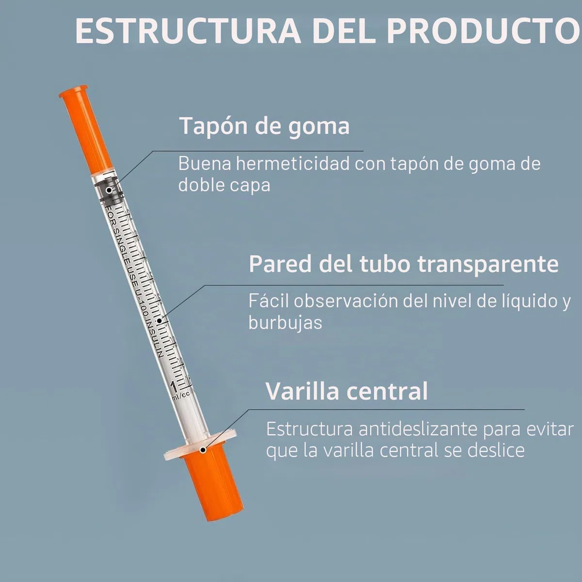 Paquete de 50 jeringas de plástico de 1 ml con 31G 0.3x13mm, herramientas de medición de usos múltiples, accesorios de laboratorio, embalaje sellado individualmente (50 PIEZAS)