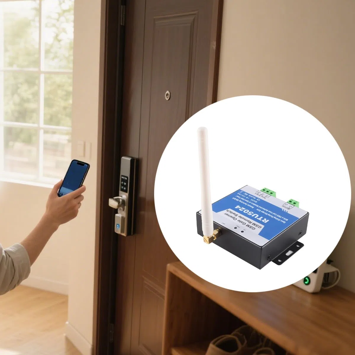 Controlador remoto WiFi GSM RTU5024, sistema de control de acceso GSM para seguridad de puertas con función de apertura remota de puertas.