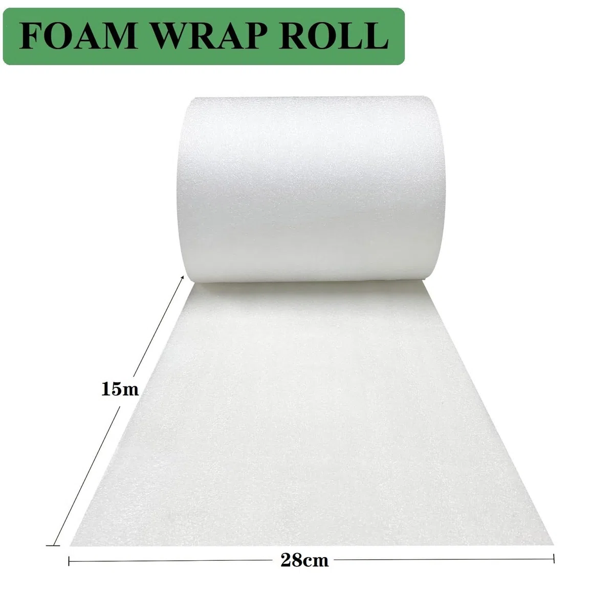 Rollo de espuma blanca de 280 mm x 15 m, rollo de espuma acolchada para envíos, suministros de embalaje y base de aislamiento