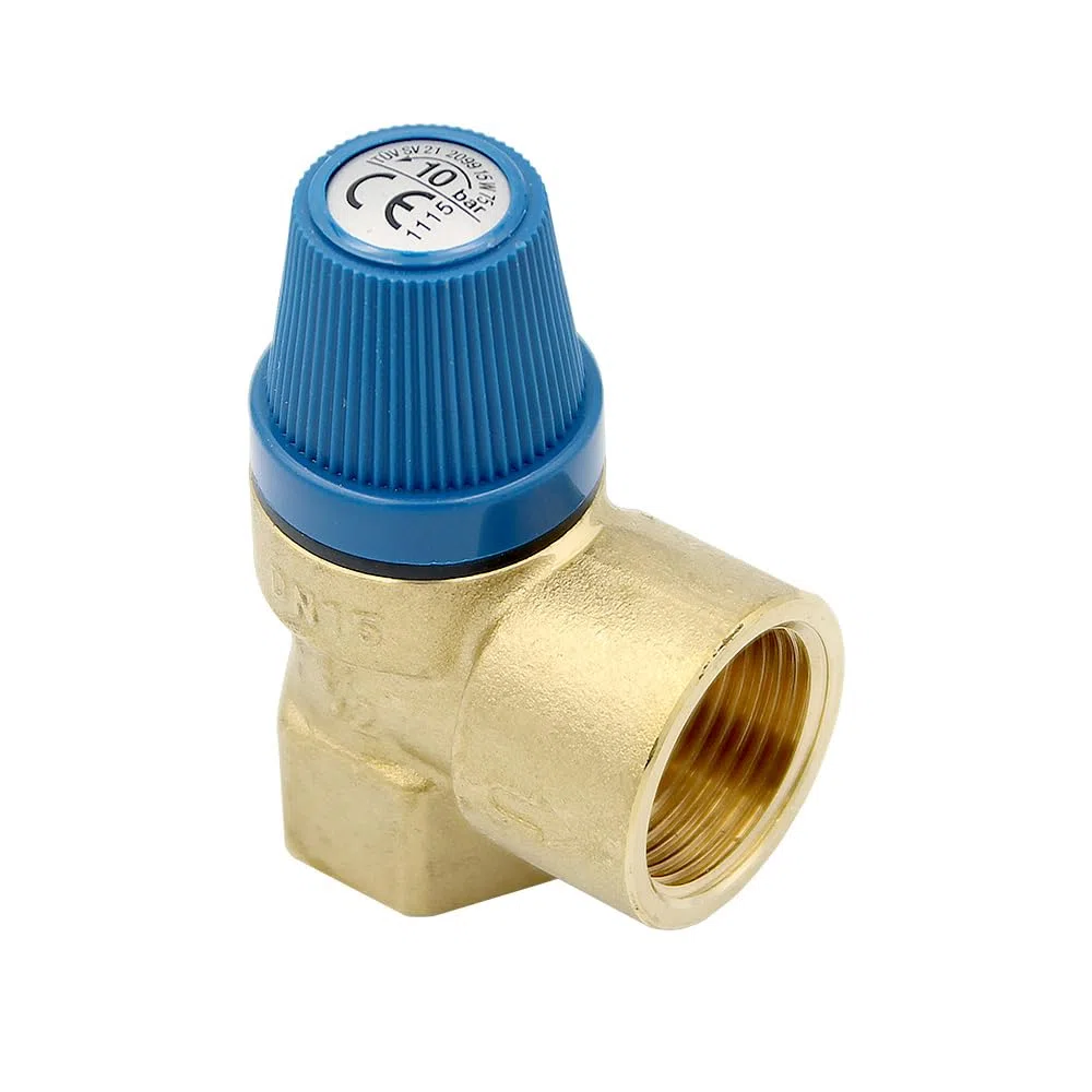 Caleffi Membrana Válvula de seguridad, 1/2 x 3/4 pulgadas, presión de respuesta, 10 bar, válvula de sobrepresión, válvula de calefacción, válvula de limitación de presión, válvula de diafragma