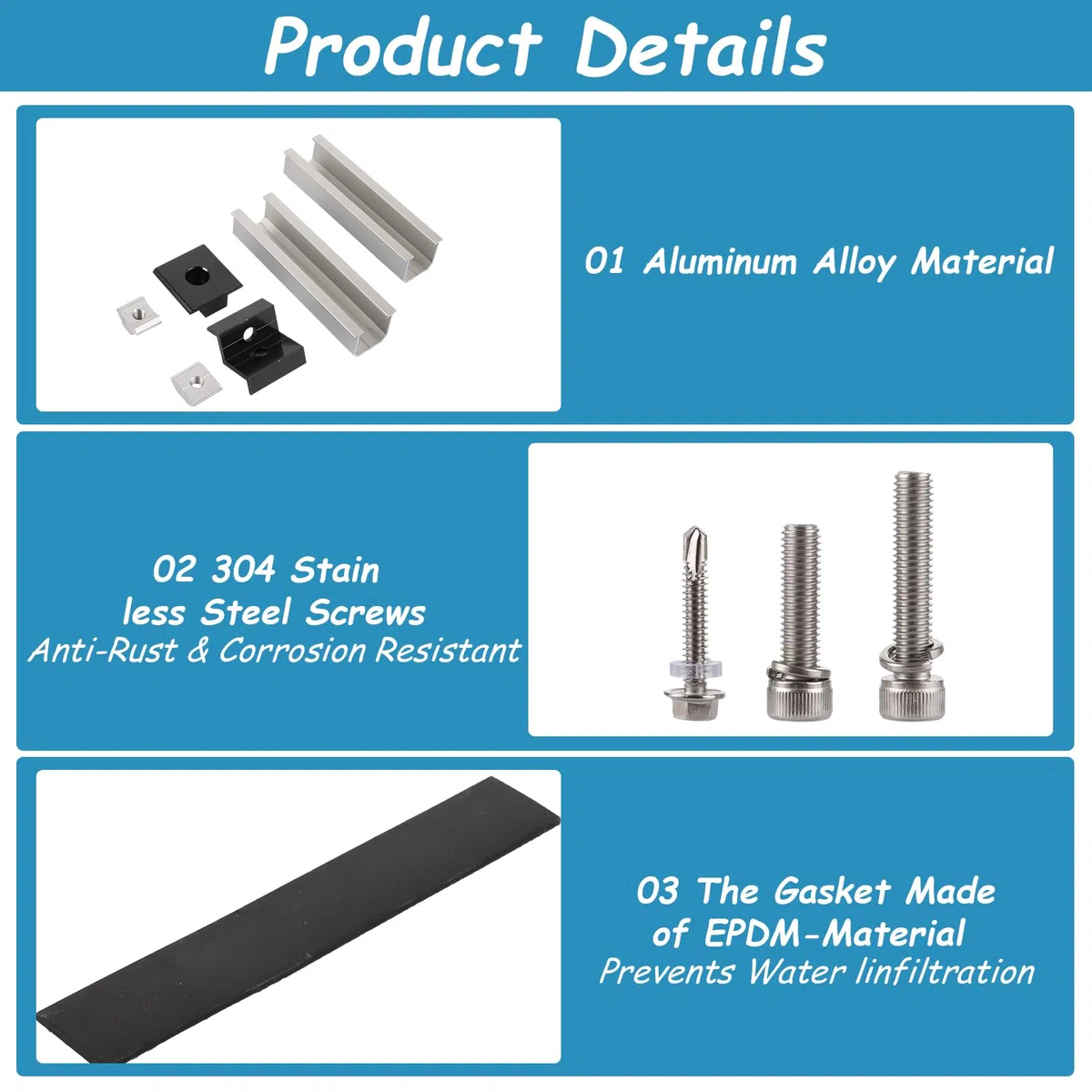 Kit de 6 soportes para paneles solares, rieles de perfil de aluminio de 12 cm y accesorios negro anodizado 30-35 mm, soporte ajustable, soporte para panel solar para soporte de panel solar