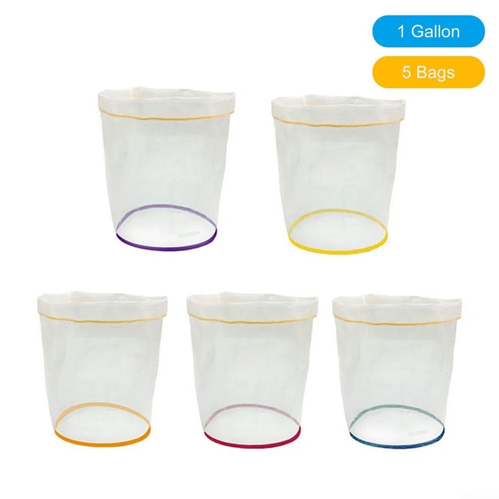 Juego de 5 bolsas de filtro de 1 galón, bolsa de burbujas para extractor de esencia de hielo 25/73/120/160/220, bolsa llena de nailon impermeable para extractor