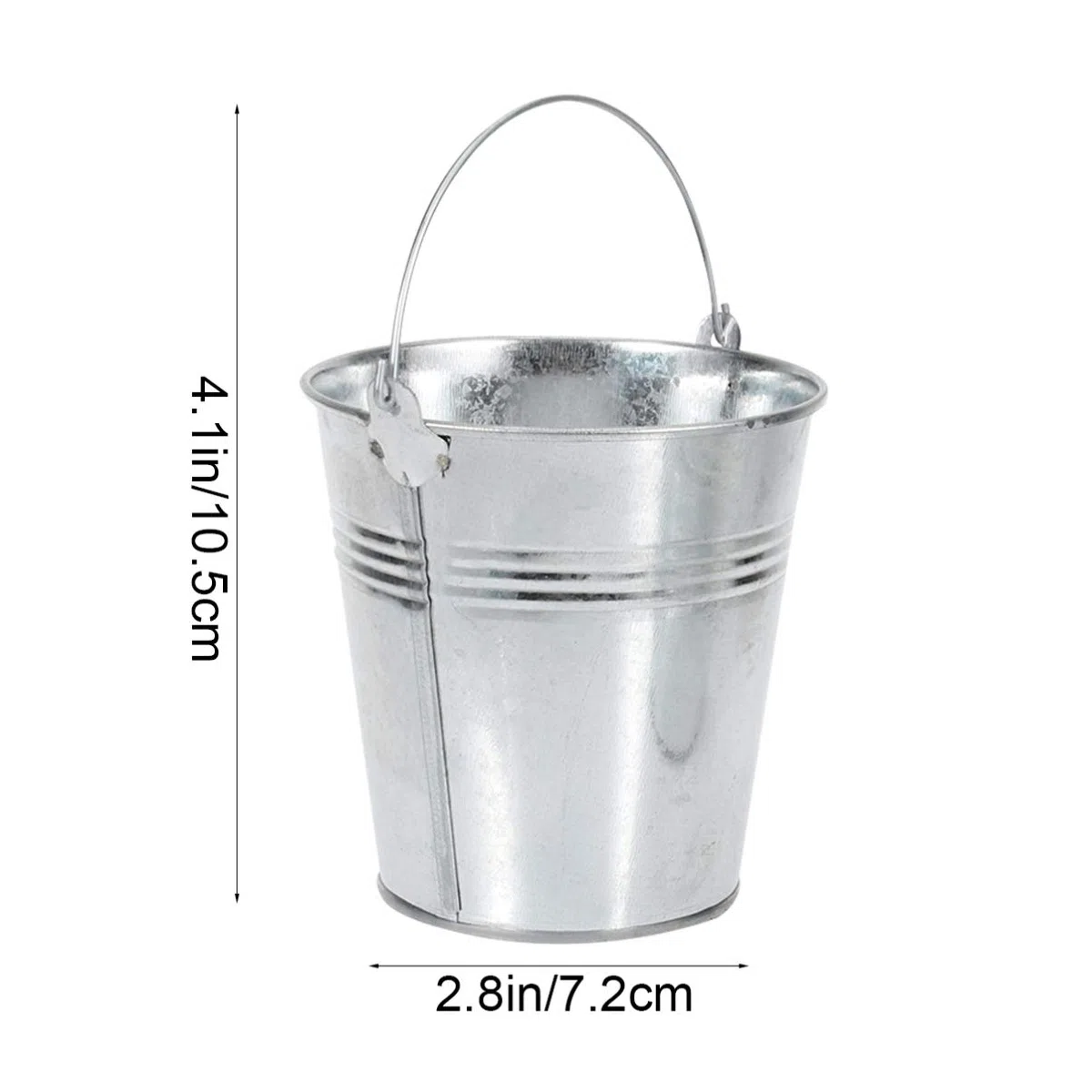 Angoily 6 Mini Cubos de Zinc Plateados para Invitados de Boda, Cubos de Metal con asa para, decoración de Mesa, Plantas de jardín para decoración de Fiestas en casa (10,5 x 7,2 x 10,5 cm)