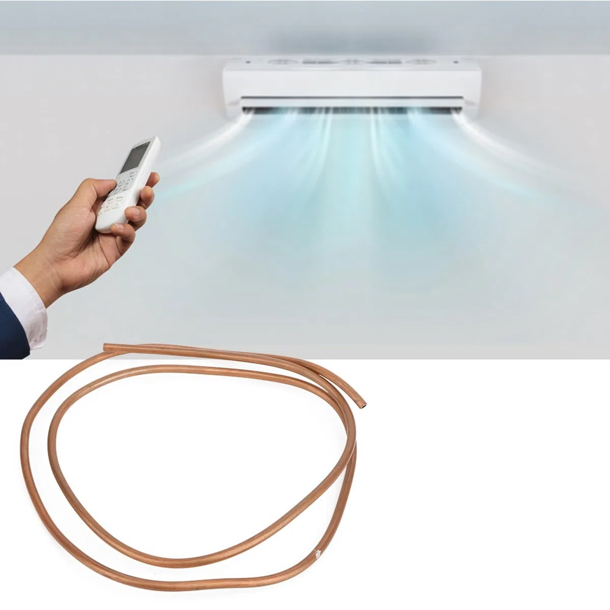 Tubo de Cobre en Espiral, 8mm Diámetro Exterior, 6mm Diámetro Interior, 2 Metros de Longitud, para Aire Acondicionado y Refrigerador