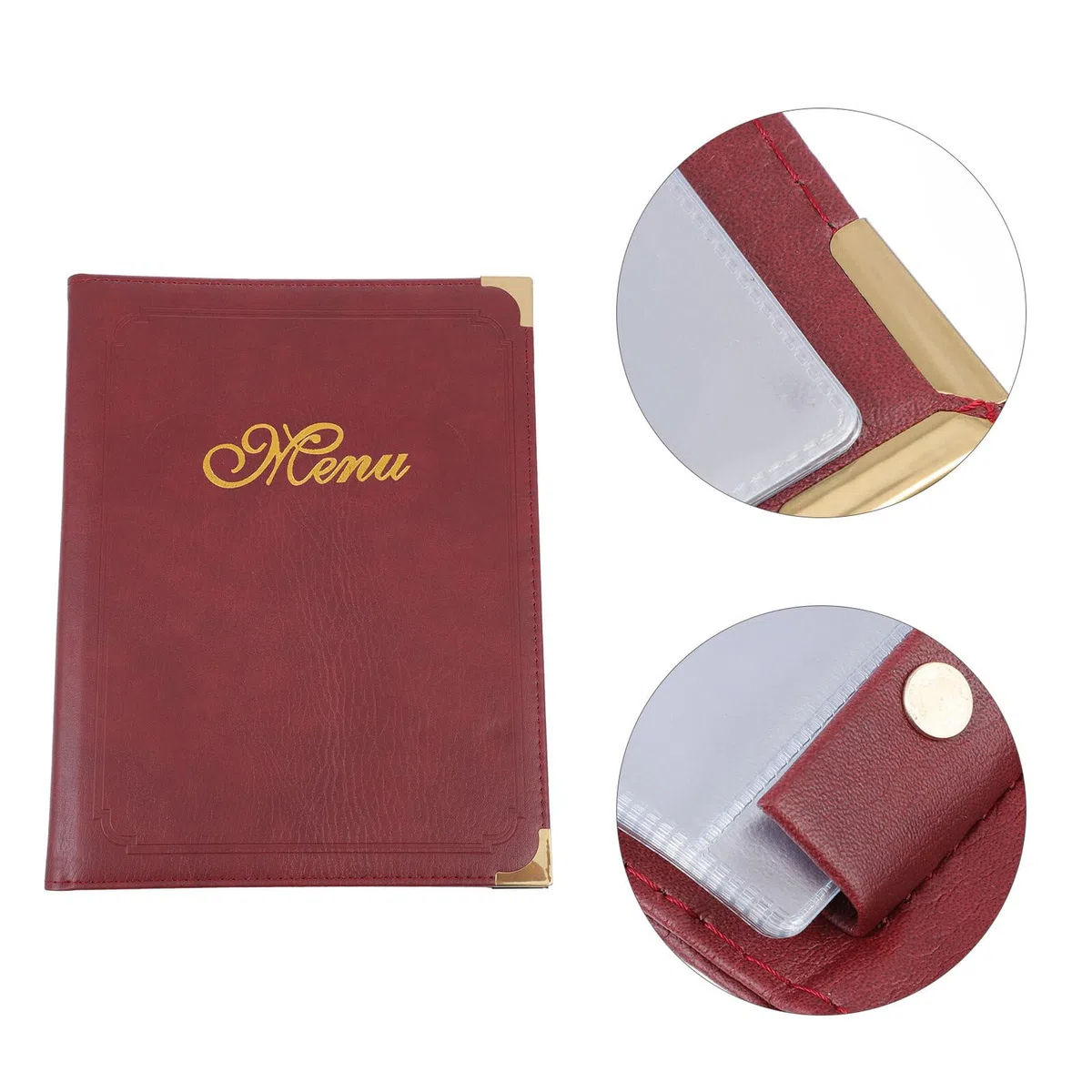 Homoyoyo Carpeta para Mostrar Menú Tamaño A4 Piel Sintética Color Vino Cubierta Transparente Soporte para Menús Restaurantes y Bares Adecuado para Presentación y Organización Profesional