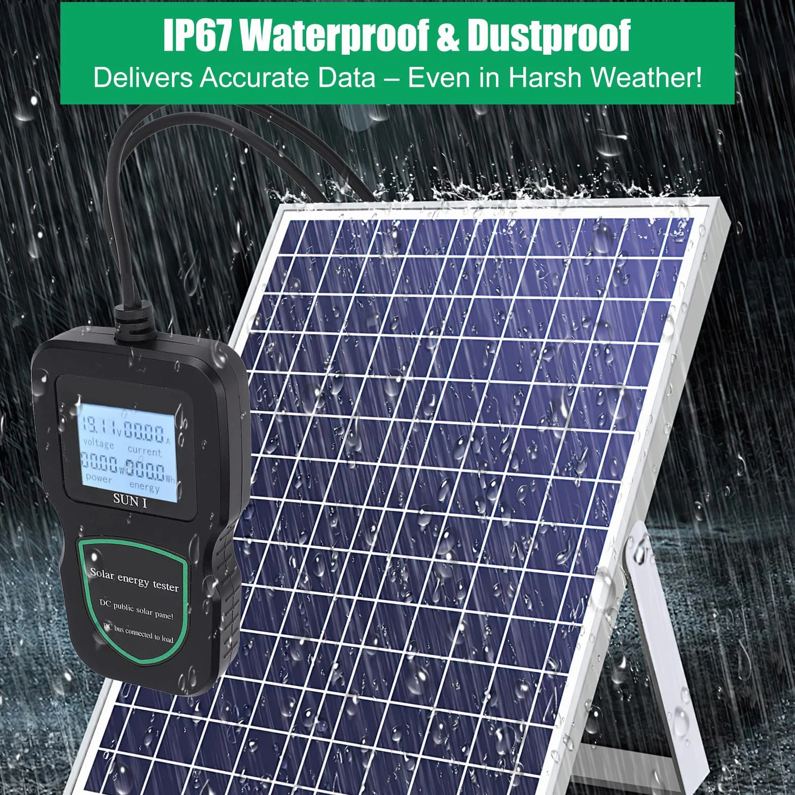 Probador de paneles solares fotovoltaicos, multímetro de panel solar, IP67 de agua, 500 W, pantalla LCD, datos en tiempo real, actualizar los datos en tiempo real, comprobador de Mppt para la