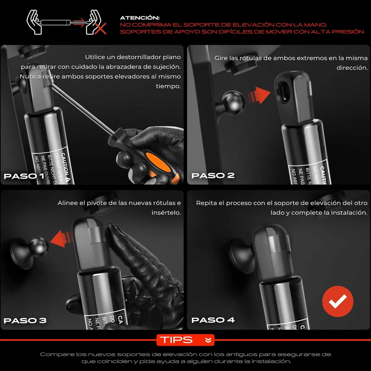 Frankberg 2x Resorte de gas universal Amortiguador de presión de gas Resorte de presión de gas Amortiguador 350N 255MM 89MM