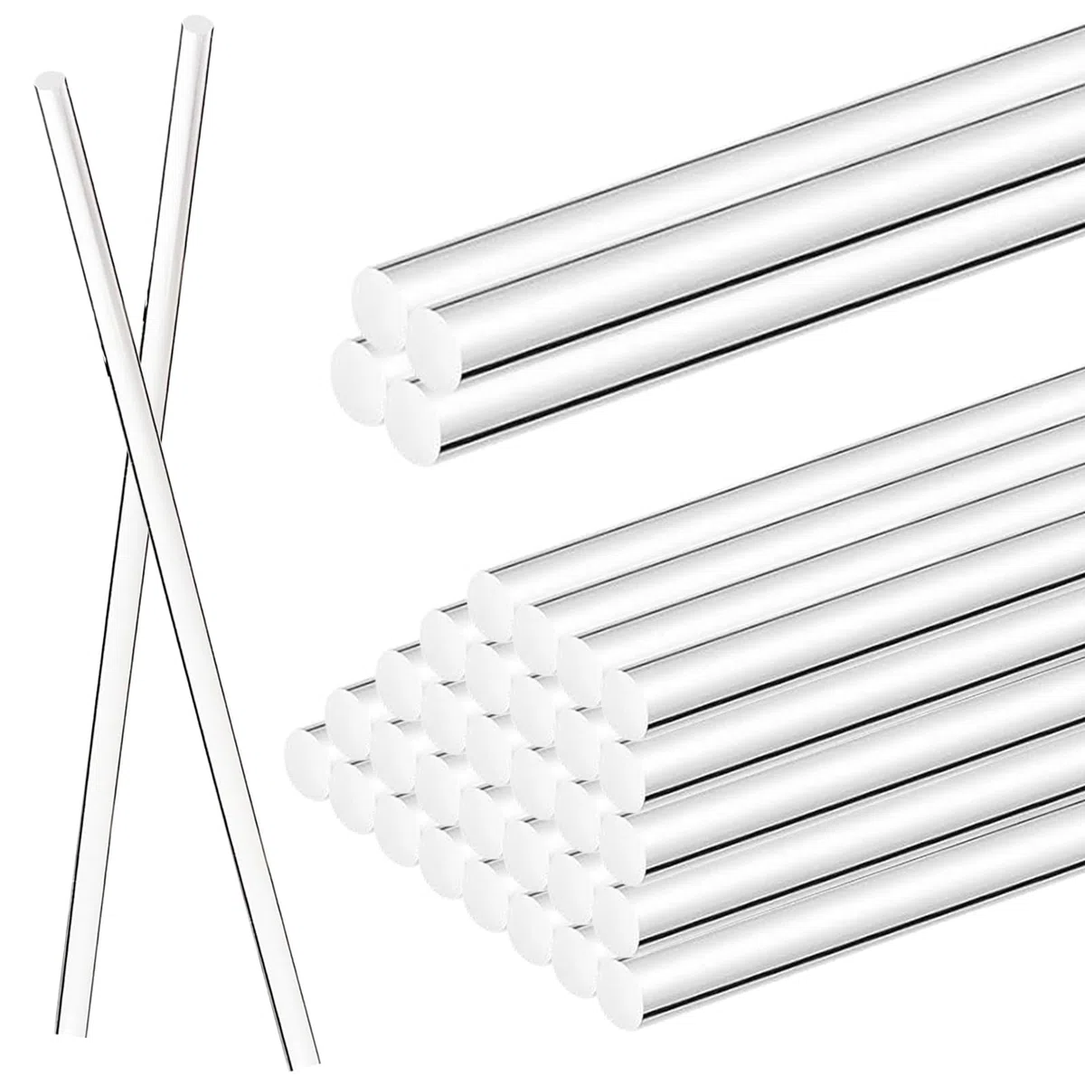36 varillas de plástico transparentes, 8 mm x 30 cm, varillas acrílicas redondas, reutilizables, varillas redondas de plástico acrílico para manualidades, material de modelo arquitectónico