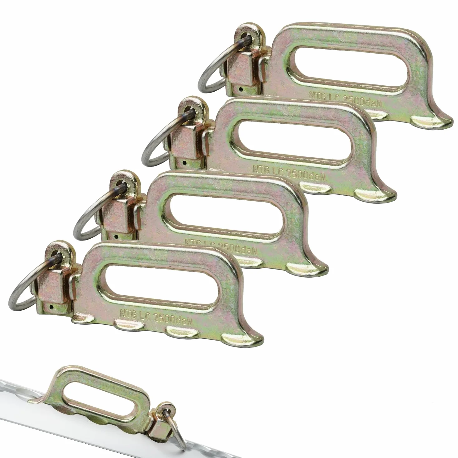 NTG Ajuste cuádruple – Robusto carril de aerolínea con 5000 daN – Herraje de extremo galvanizado para carril de amarre – Accesorios resistentes para asegurar la carga – 4 piezas
