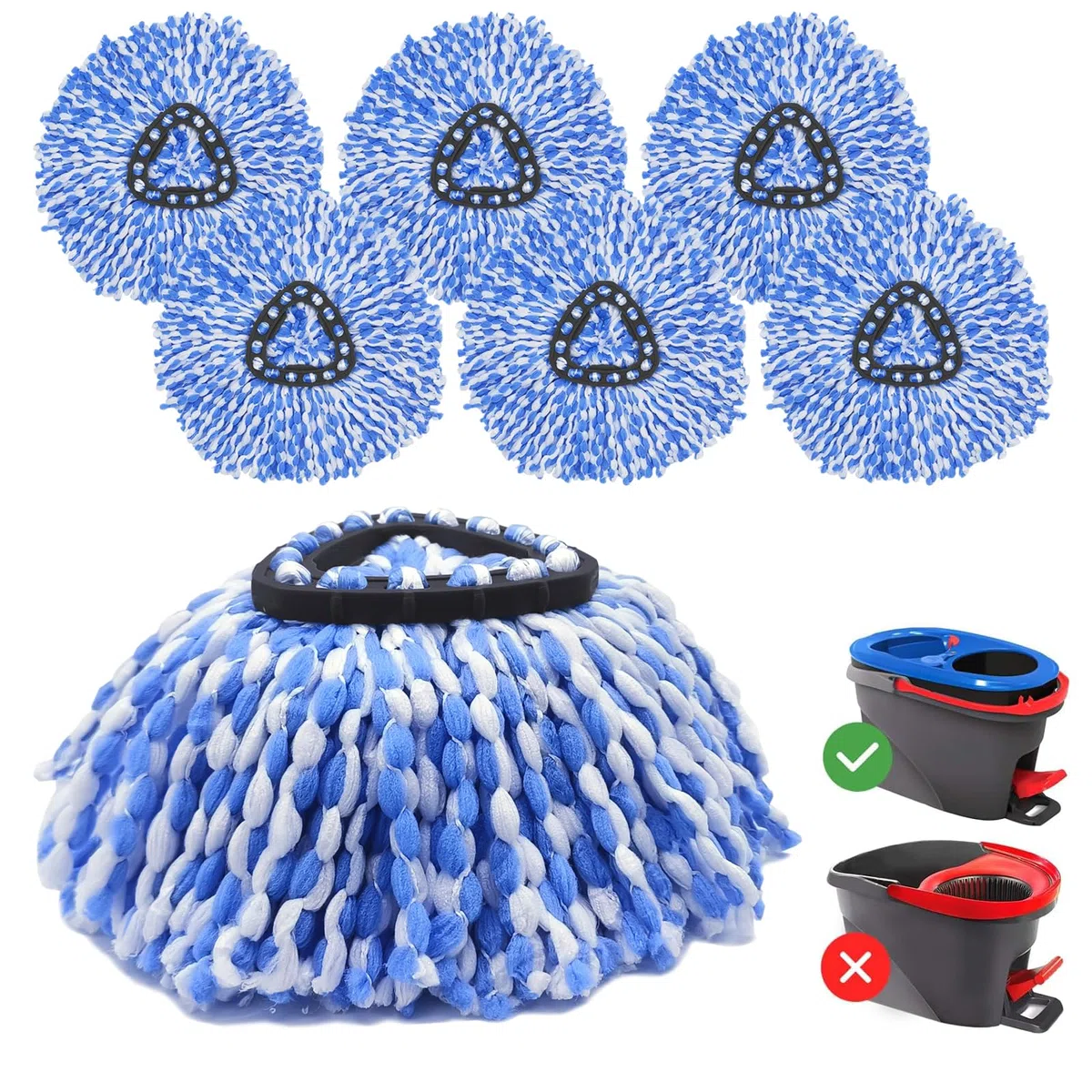 6 cabezales de repuesto para fregona Vileda H2Pro, de microfibra, lavable a máquina y reutilizable, cabezal de microfibra duradero para todos los suelos