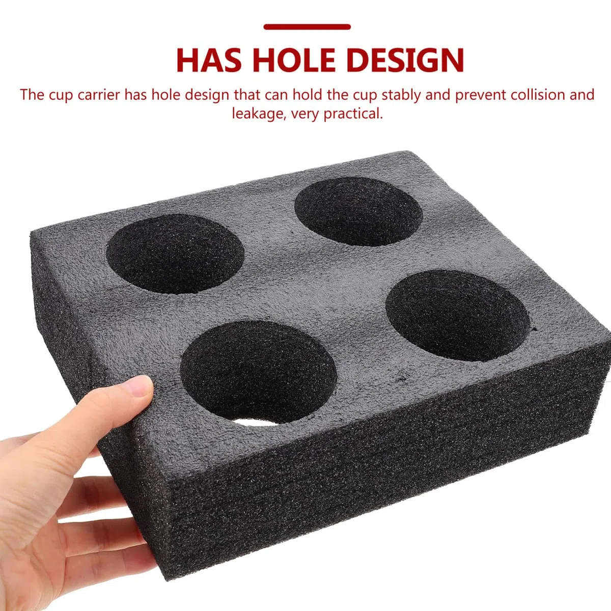 Portavasos para Café de Plástico Negro Diseño de 4 Orificios, Paquete de 2 Piezas, Resistente a Golpes y Apto para Bebidas Calientes y Frías, Adecuado para Cafeterías