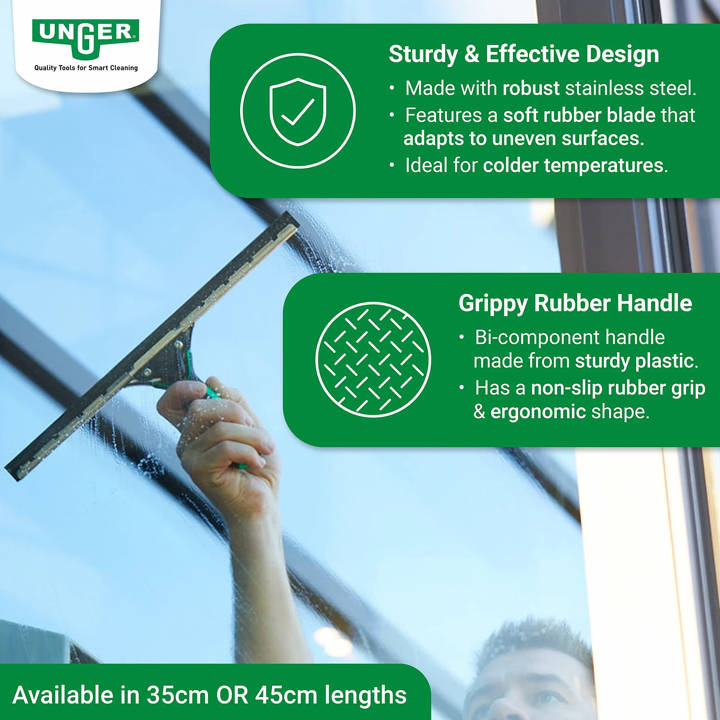 Unger ES350 ErgoTec Limpiacristal, Suave, 35 cm Tamaño
