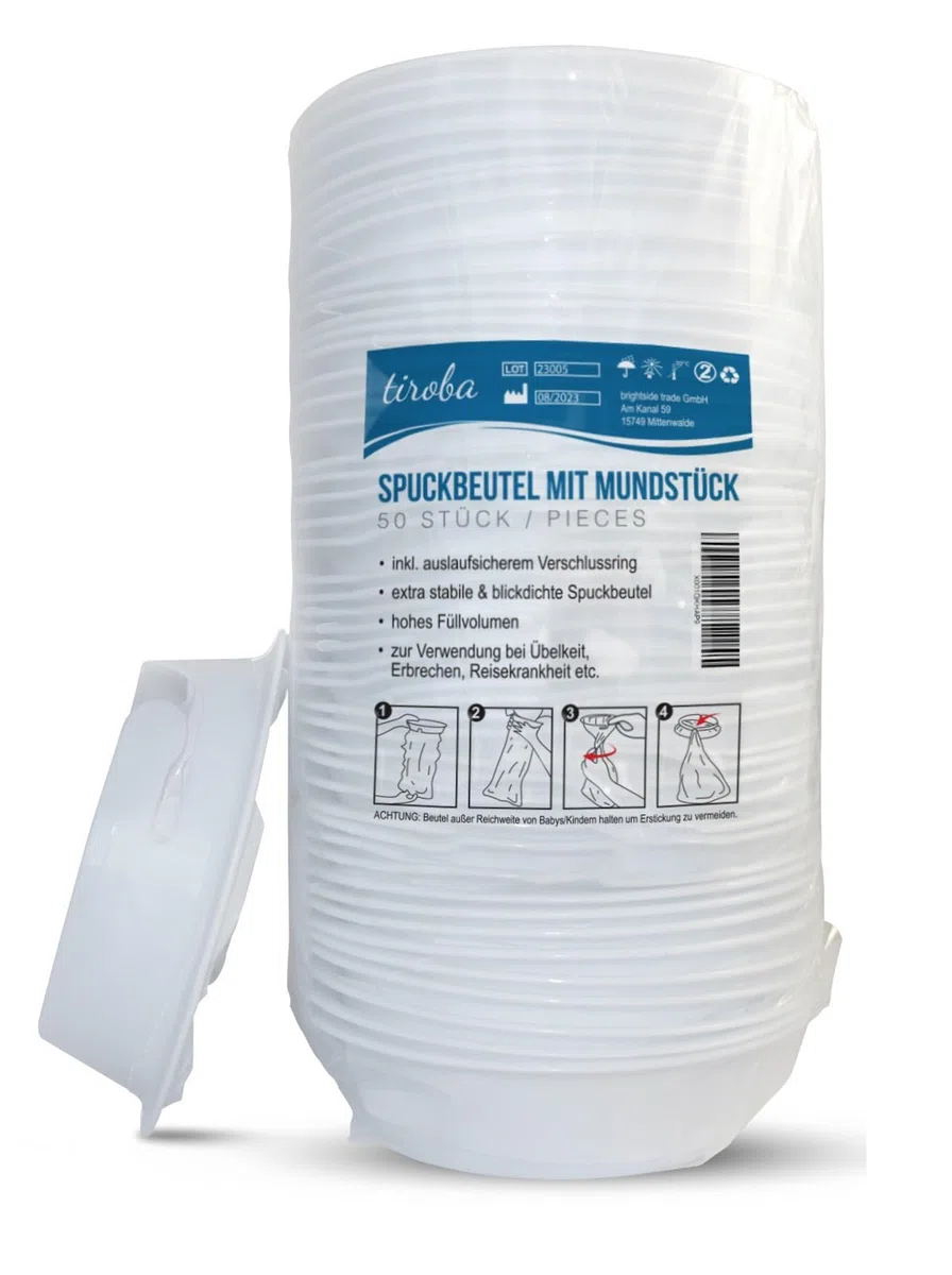 Spuckbeutel 50 Bolsa de escupición con boquilla, Paquete de 50
