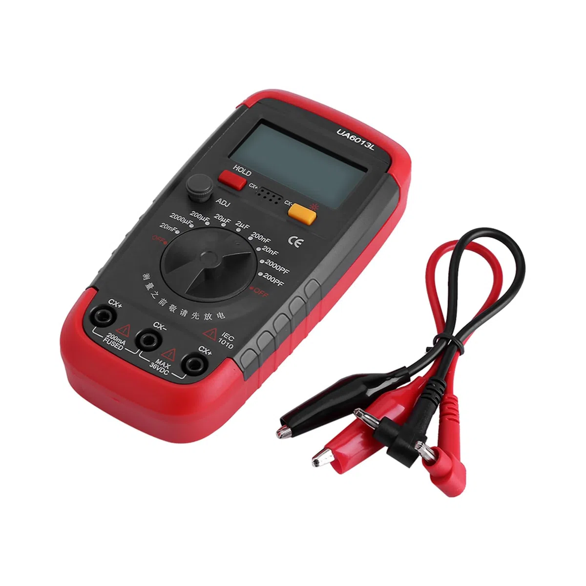 Yctze Probador de Medidor de Condensador Digital UYIGAO Compacto Pantalla LCD 6013L - Medición de 9 Rangos para Condensadores, Portátil con Retención de Datos