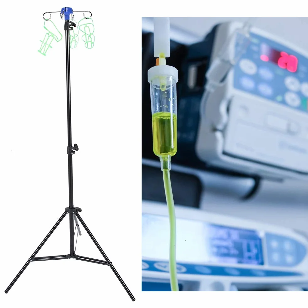 Soporte para suero intravenoso, soporte para suero intravenoso,soporte para bolsa de goteo, soporte para poste plegable para atención domiciliaria en la clínica, soporte para bolsa intravenosa portát