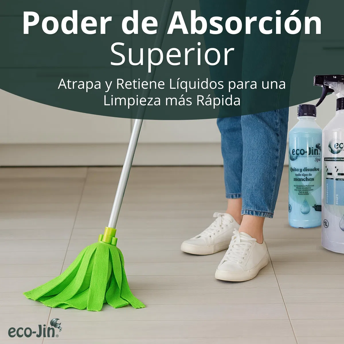 Eco-Jin Pack INTENSE | Difusor | Fregona Optimus | Fregona Trapeadora | Bayeta Microfibra | Estropajo Con Esponja | Limpiador Multiusos