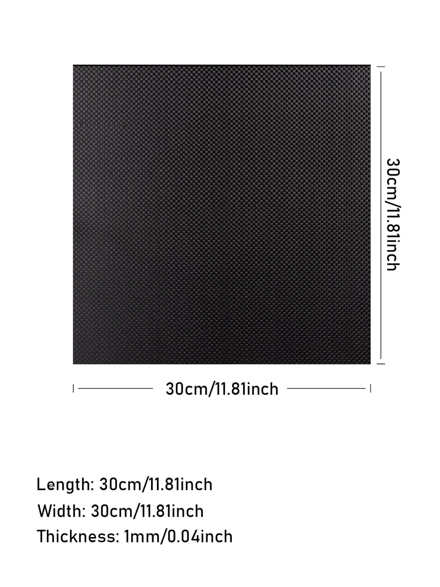 Kalolary Placa de Fibra de Carbono, 100% 3K Fibra de Carbono Placa de Placa de Fibra de Carbono de Alta Dureza Epoxy Fibra de Vidrio Suministros de Artesanía (Plano, 300 * 300 * 1mm)